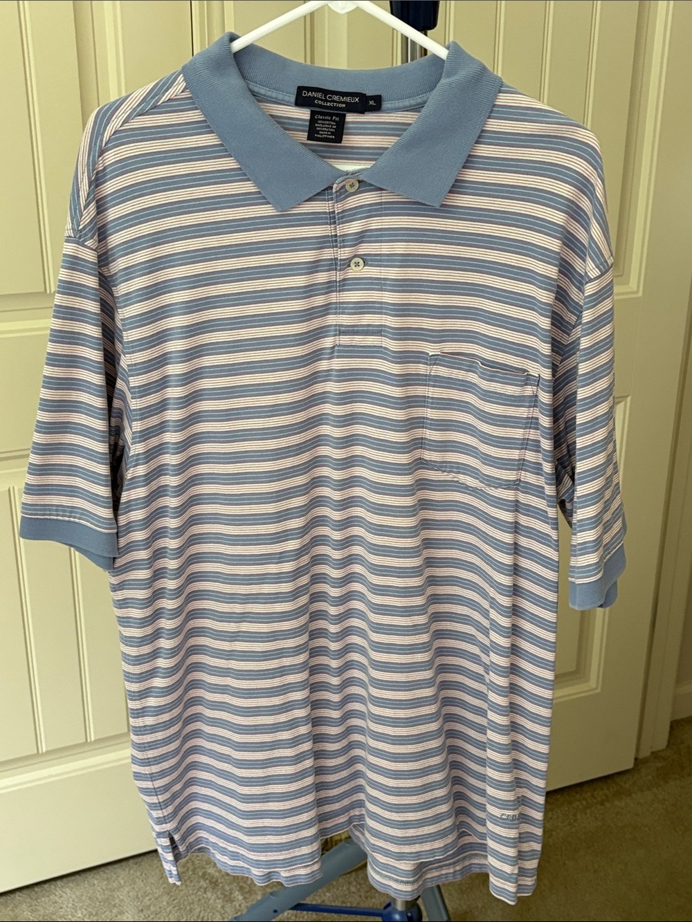 MENS Daniel Cremieux Light Blue and White Striped Polo